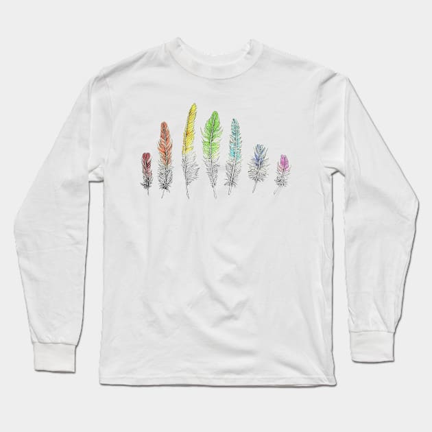 Feathers Long Sleeve T-Shirt by Euminee